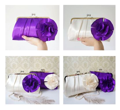 Custom Made Purple Pleated Bridal Clutch Purse