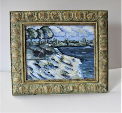 Custom Made Framed Original Acrylic Seascape Painting, 14" X 12"