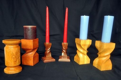 Custom Made Carved And Turned Candlesticks