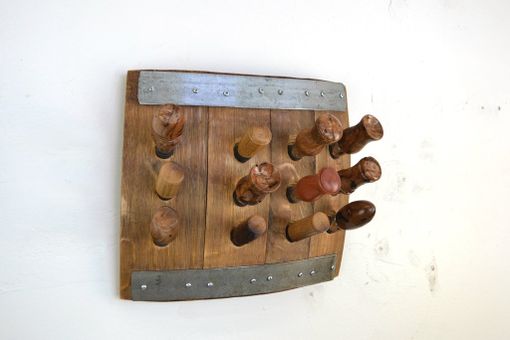 Custom Made Wine Bottle Wall Mounted Stopper Display - Vintners Dozen - Made From Reclaimed Ca Wine Barrels