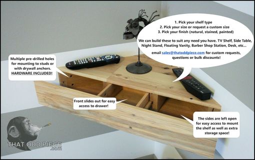 Buy A Custom Made Reclaimed Hardwood Corner Floating Shelf With