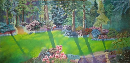 Custom Made Original Acrylic Landscape On Canvas, Art For Sale, Smithsonian Botanical Gardens.