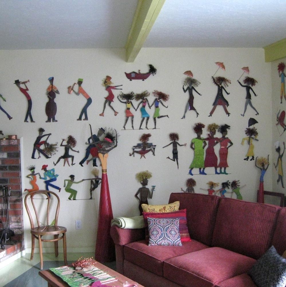 Custom Handmade Upcycled Metal Lady With Martini Wall Art Sculpture