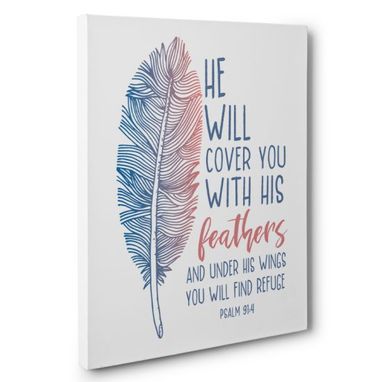 Custom Made He Will Cover You With His Feathers Canvas Wall Art