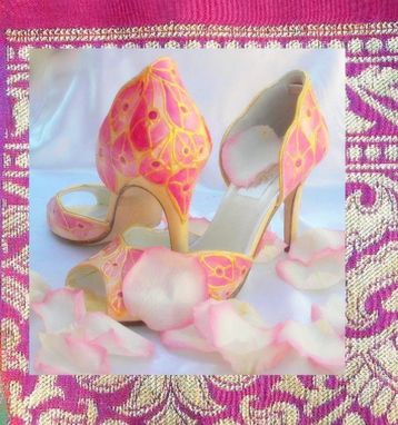 Custom Made Indian Wedding Pink And Orange Shoes Matching Sari