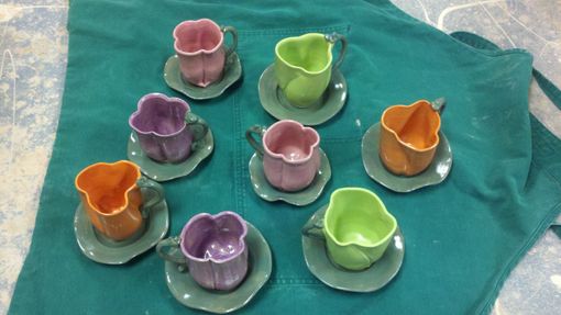 Custom Made 8 Tea Cups And Saucers