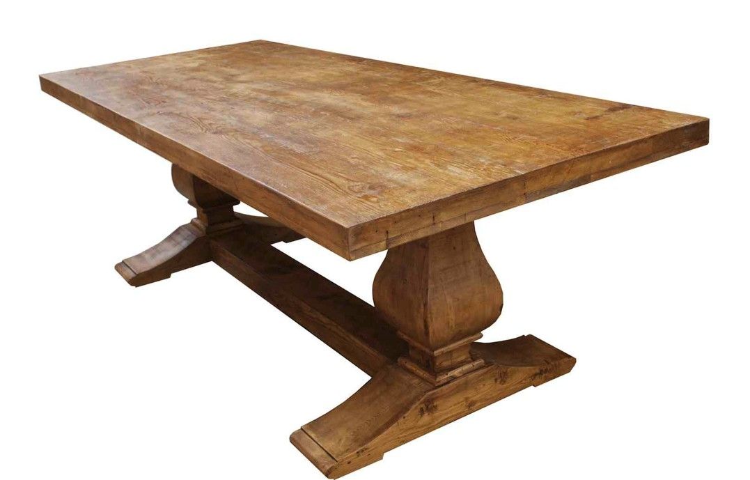 Reclaimed wood trestle deals table