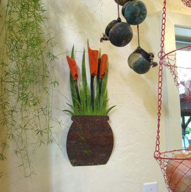 Custom Made Handmade Upcycled Metal Calla Lilies Wall Art Sculpture