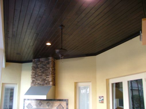 Custom Made Cypress-Covered Exterior Ceiling