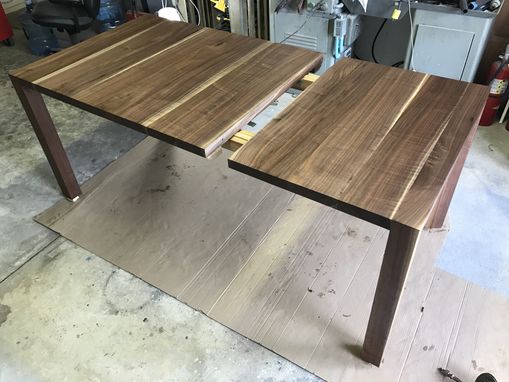 Custom Made Modern Solid Black Walnut Table With Leaf