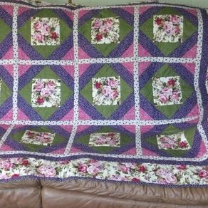 Hand Made Pink, Teal & Lime Green Chevron Crib Sized Quilt by JMeharg ...