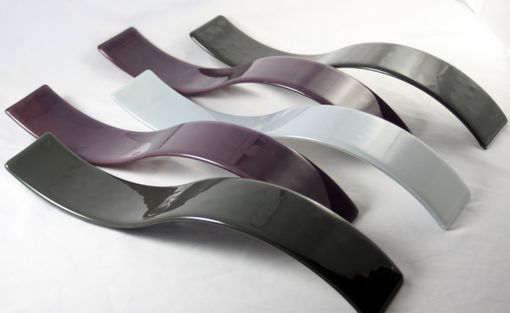 Custom Made Purple And Gray Wave Fused Glass Wall Art