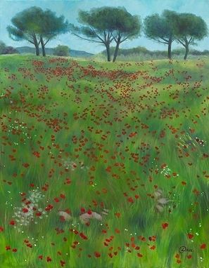 Custom Made Tuscan Poppies (Italy) Painting - Fine Art Print On Canvas, Unstretched (27
