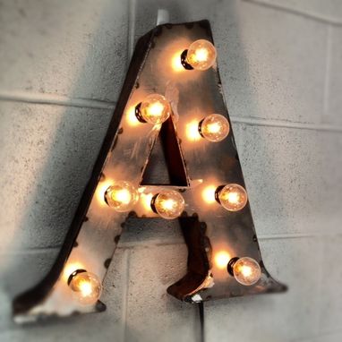 Custom Made Industrial Lighting Letter A 24 Inch Tall Industrial Steel Marquee Box Letter