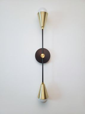 Custom Made Modern Wall Sconce - Mid Century Wall Light - Gold And Matte Black Loft Sconce