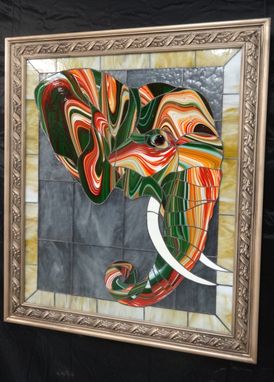 Custom Made Stained Glass Picture Of Magic Elephant
