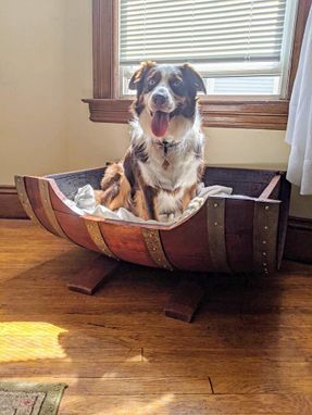 Custom Made Wine Barrel Pet Bed - Leaba -  Cat And Dog Bed Made From Ca Wine Barrels