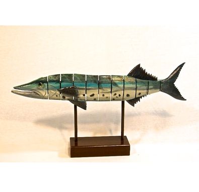 Custom Made Bent Wood, Hand Painted Fish Sculptures