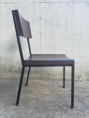 Custom Made Modern Industrial Steel And Wood Dining Chair