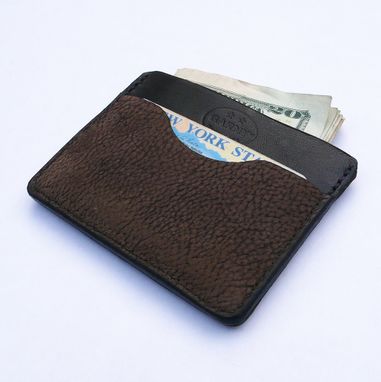 Custom Made Garny №11 - Dark Brown/Black  Minimalist Wallet From Bison And Cow Hide