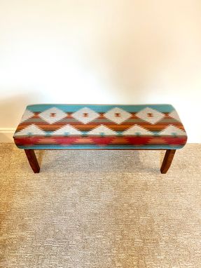 Custom Made Handmade Upholstered Walnut Bench For Entryway, Bedroom, Dining, Living Room