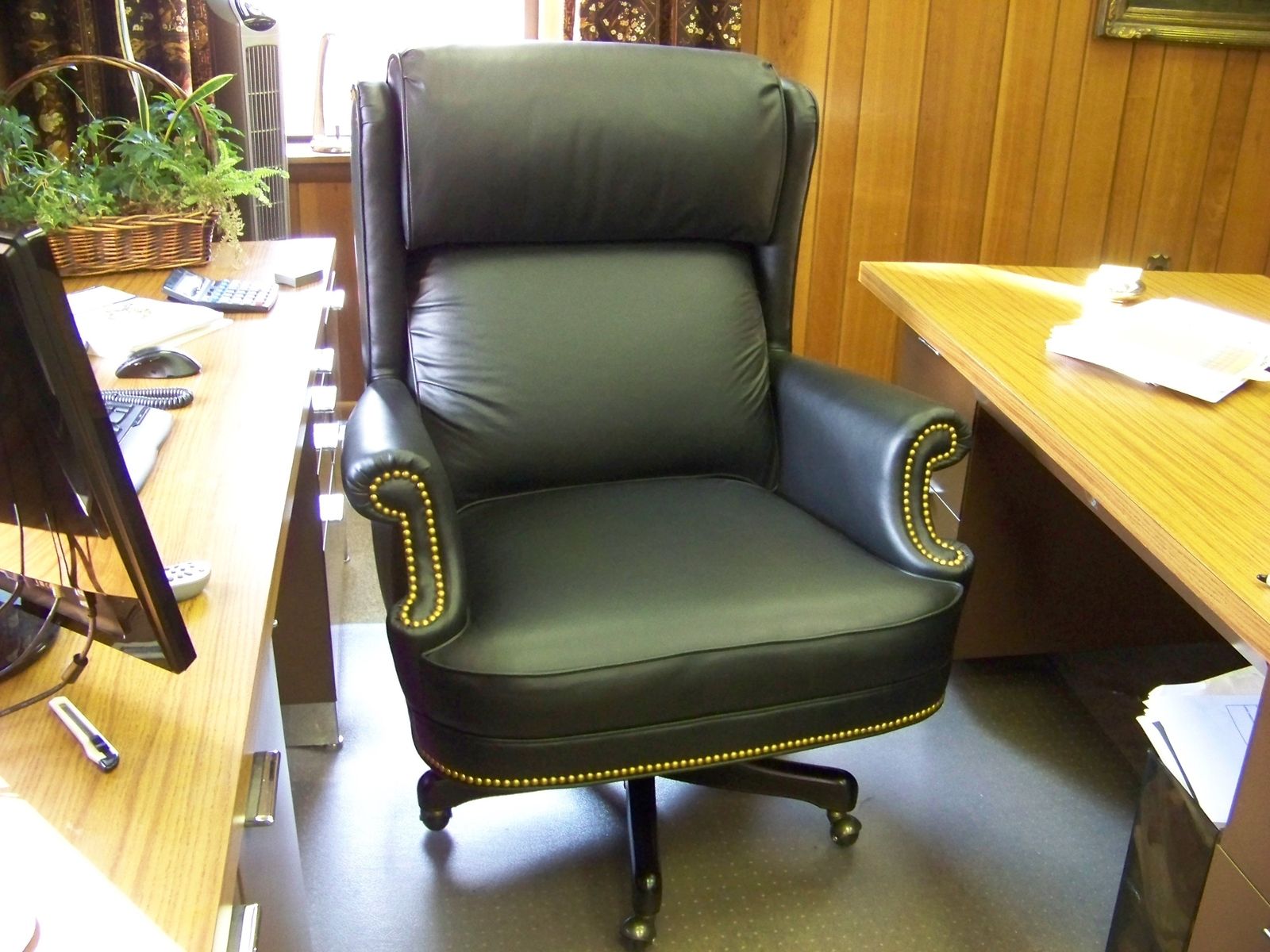 Hand Crafted Custom Built -- Leather Desk Chair For An Execitive Office