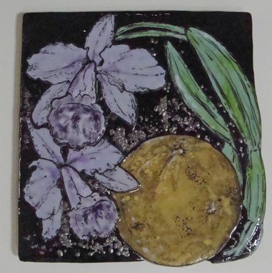 Custom Made Orchid Harvest Moon - Glass Fusing Artwork