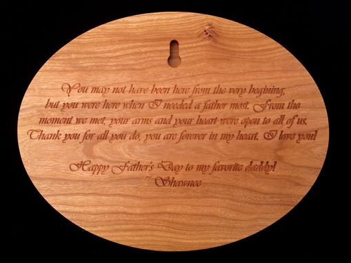Custom Made My Favorite Daddy Fisherman 3d Relief Carving W/ Custom Border On Cherry Wood - Cnc
