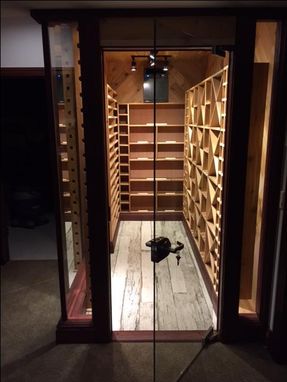 Custom Made Custom Cedar Wine Celler, 600 Plus Bottle Storage, Solid Glass Door