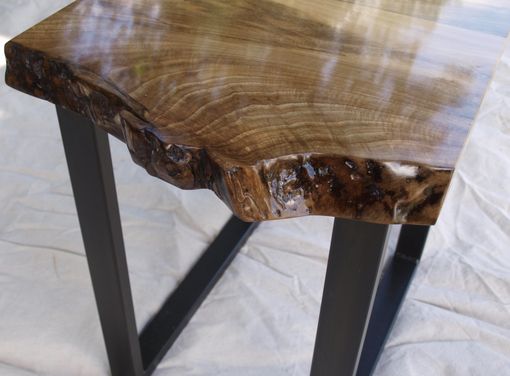 Custom Made Live Edge Walnut End Tables With Steel Base