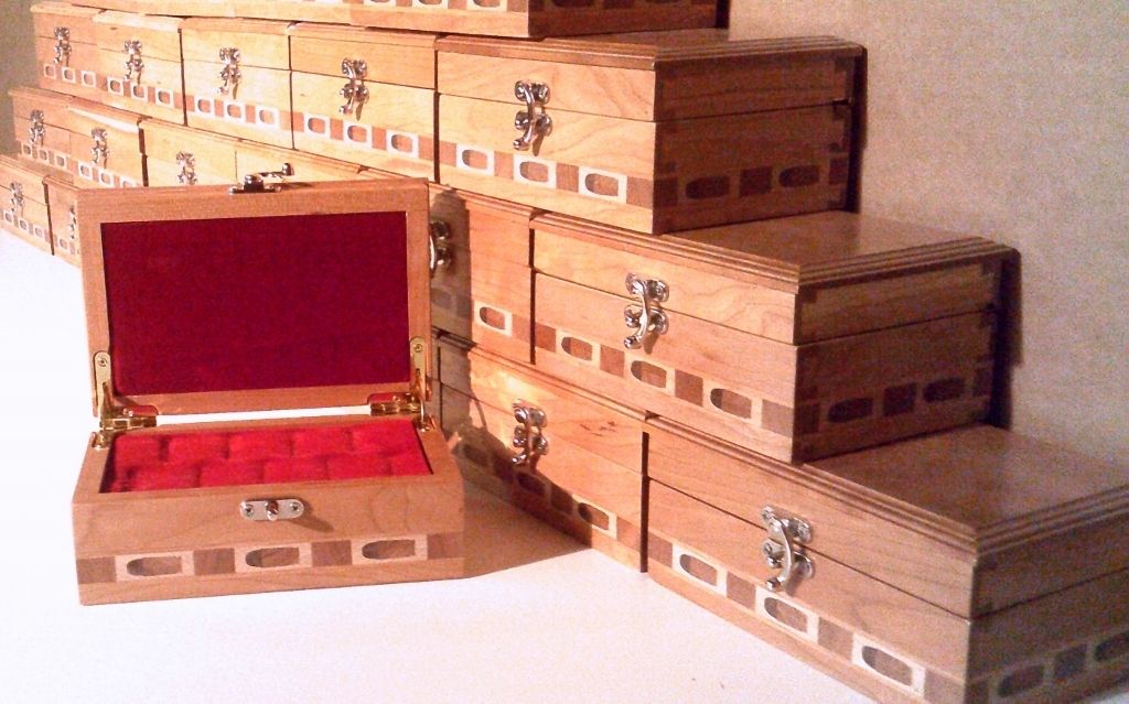 Hand Crafted Custom Made Small Wood Ammunition Box With Form Fitted