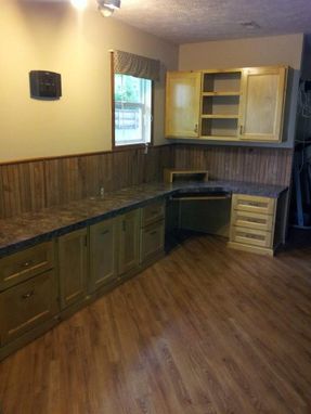 Custom Made Built In Double Desk With Wall Cabinets