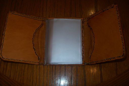 Custom Made Custom Leather Deluxe Trifold Wallet With Acorn Design, Personalization And In Weathered Color