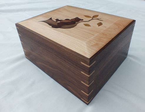 Custom Made Keepsake Box With Custom Inlay Of A  Bear