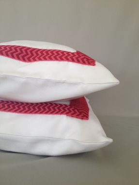 Custom Made White With Hot Pink Trim Pillow Cover