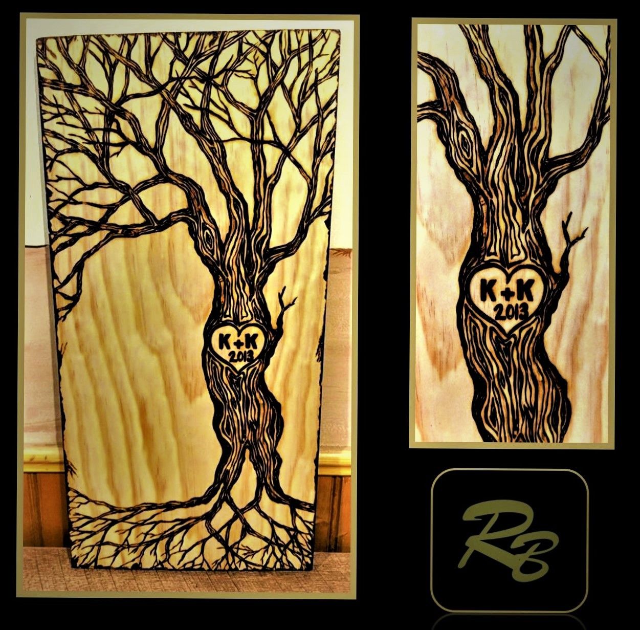 Custom Wood Anniversary Gift,5 Year Anniversary,Couples Art,Nature Art 