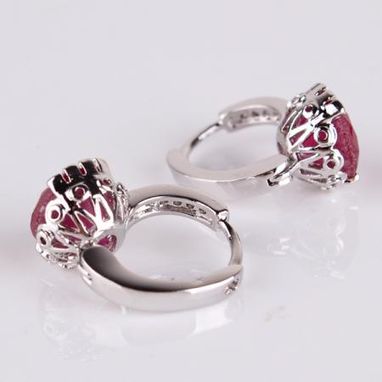 Custom Made Luxury 18k White Gold Filled Hoop Wedding&Party Eternity Ruby Earring