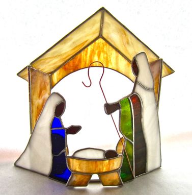 Custom Made Stained Glass Manger Scene With Additional Pieces