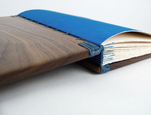 Custom Made Wood Guest Book -Black Walnut - Custom Fall Wedding Personalized Fall Blue Brown Rustic