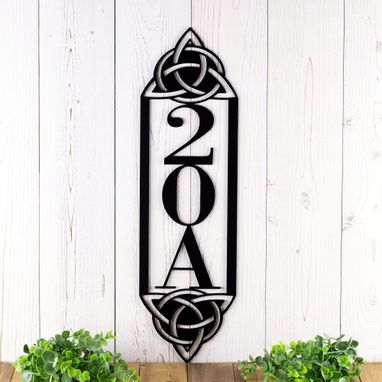 Custom Made Vertical House Number, Celtic Knot Wall Decor, Metal Sign Personalized Outdoor