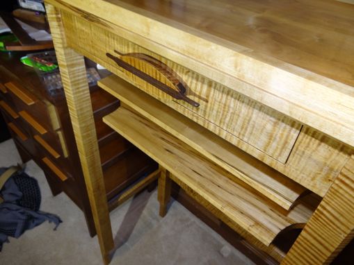 Custom Made Standing Desk In Curly Maple