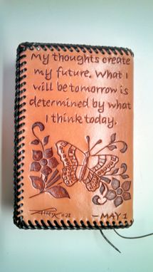Custom Made Hand Carved Leather Daily Reflections Book Cover
