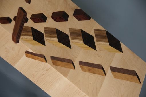 Custom Made Abstract Illusionism In Furniture™ Exotic Wood Console Table