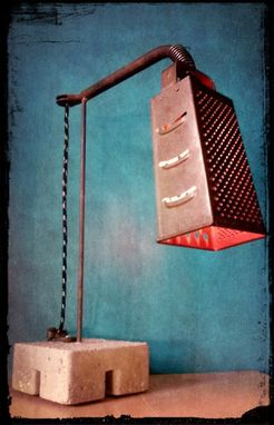 Custom Made Upcycled Recycled Grunge Minimalist Reclaimed Metal And Concrete Lamp