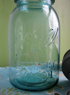 Custom Made Blue Mason Ball Quart Jar Upcycled Soap Dispenser