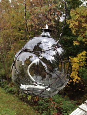 Custom Made Organic Blown Glass And Copper Oil Lamp