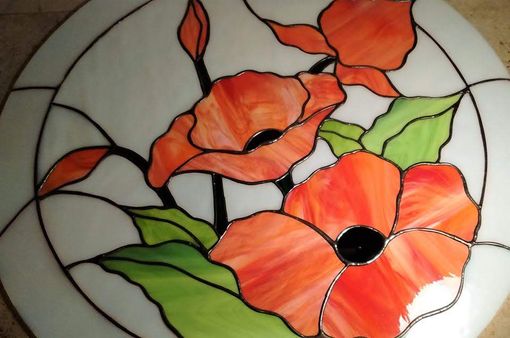 Custom Made Poppies Floral Stained Glass Window