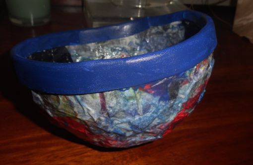 Custom Made Paper Mache Decorative Bowl W/Dried Flowers