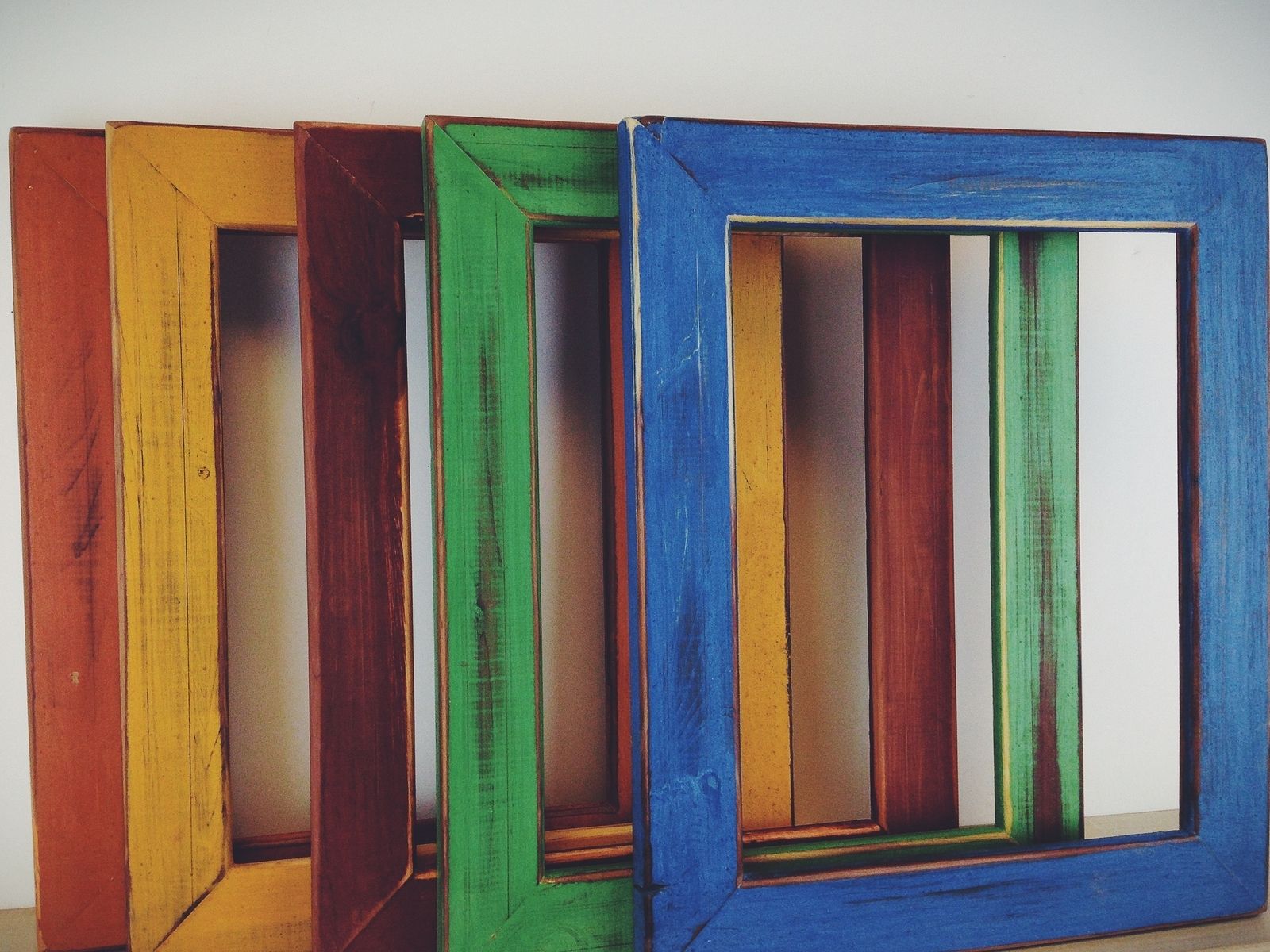 Hand Crafted Colorful Hand Painted Picture Frames - Milk Paint On Red