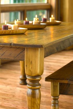 Custom Made Pine Farmhouse Dining Table, Chairs & Matching Benches